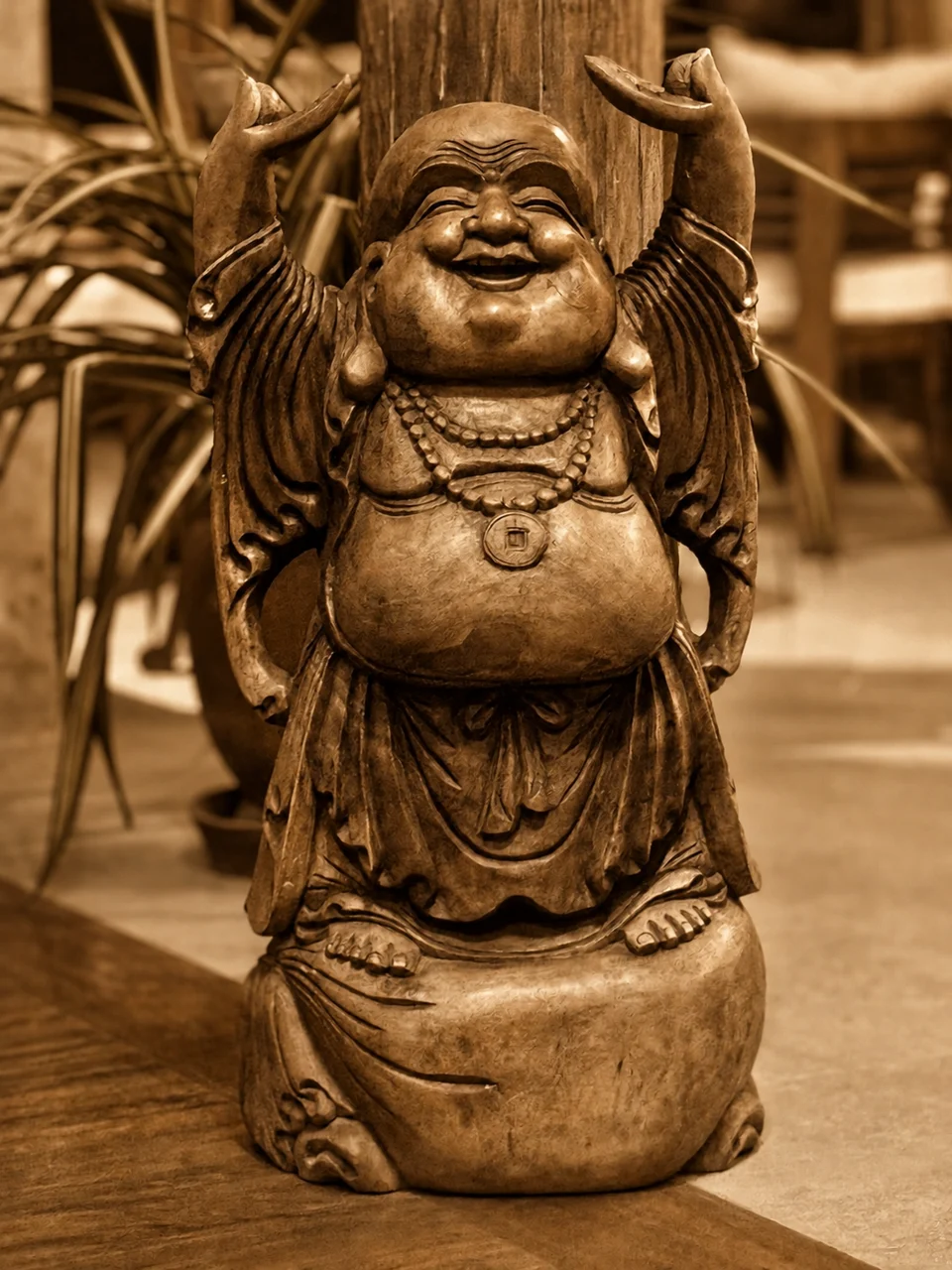 Estatua de Buda sonriente en La Playa.